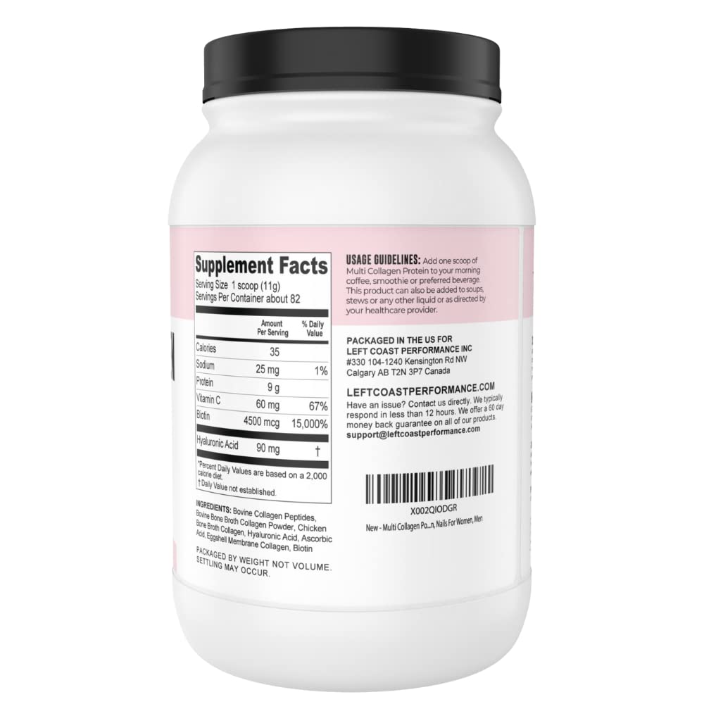 Close-up of collagen powder jar label