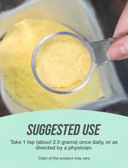 Serving scoop showing 2.5g per serving of collagen powder