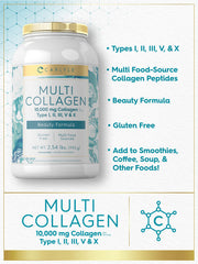 Chart showing collagen types I II III V X