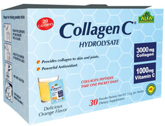 Front view of CollagenC Collagen Peptides Hydrolysate powder 30-sachets pack