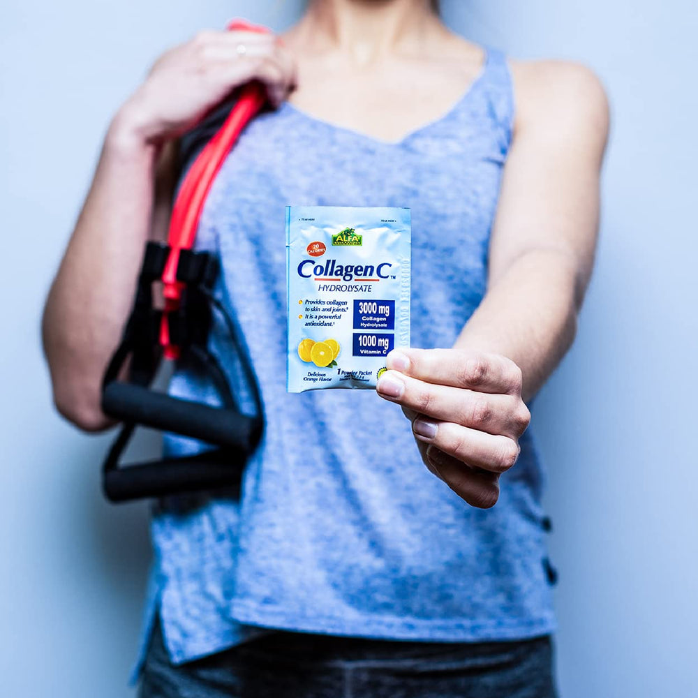 Illustration showing immune support and skin, hair, nails and joints benefits of CollagenC