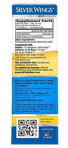 Packaging for Natural Path Silver Wings colloidal silver 500 PPM immune support