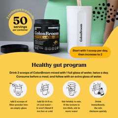 Mixing ColonBroom powder with water in a glass