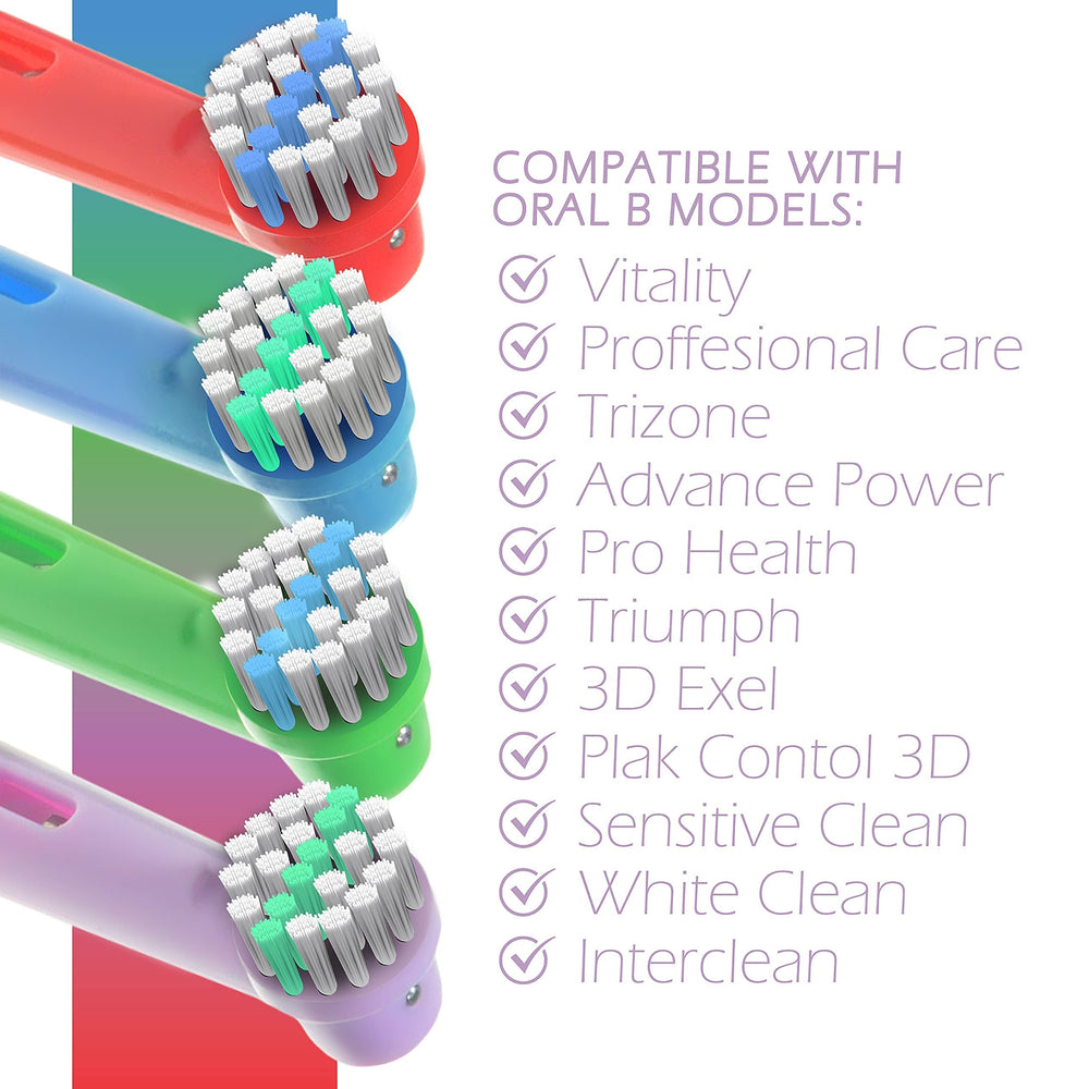 Colorful 8-pack replacement heads for Oral-B kids toothbrushes