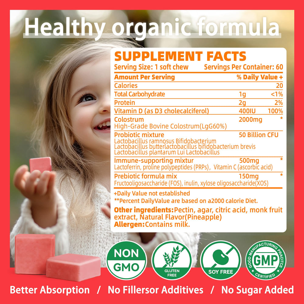 60 individually wrapped colostrum chews