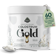 Front label of Colostrum Gold premium grass-fed bovine colostrum powder