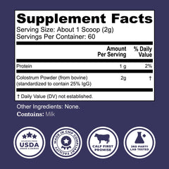 Single-ingredient colostrum powder with no additives