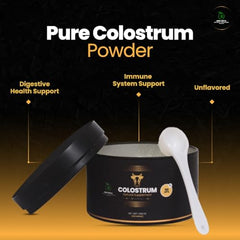 Scoop of unflavored bovine colostrum powder