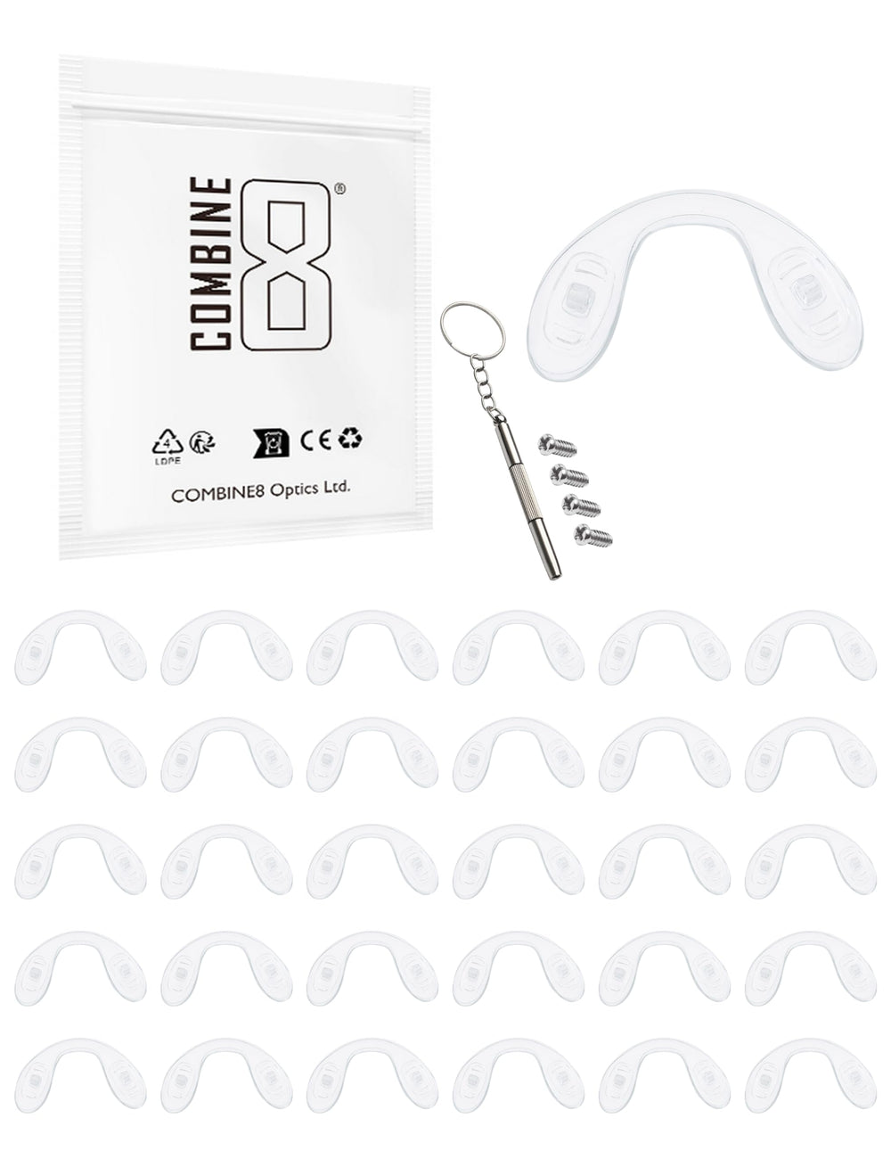 Boxed Combine8 30 piece U-shaped eyeglasses nose pads set