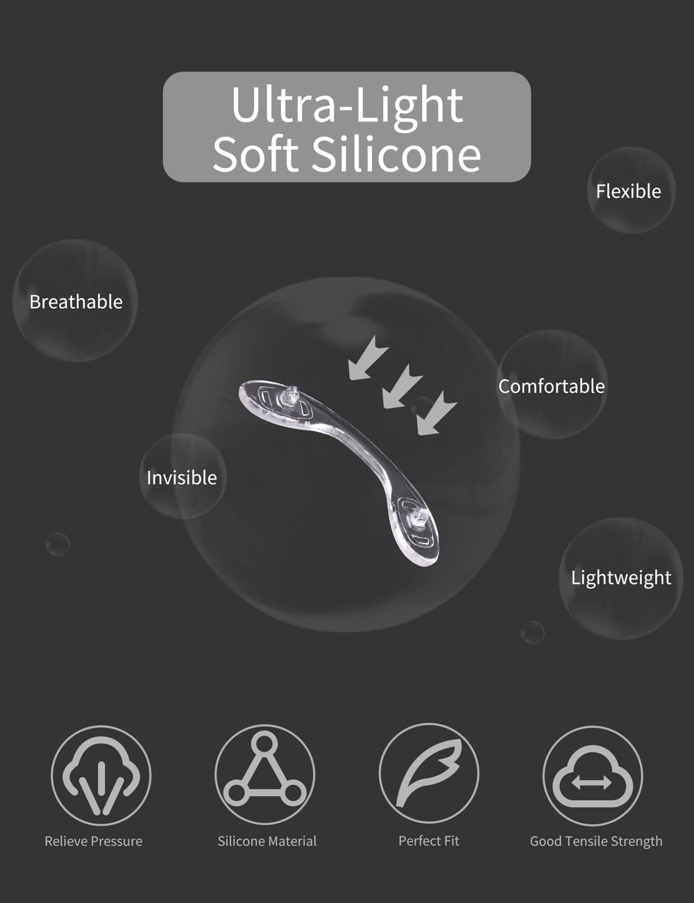 Close up of soft silicone eyeglasses nose pads