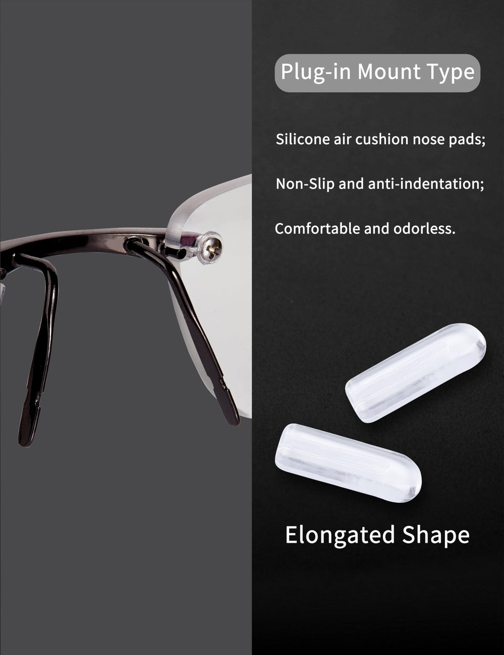 Anti-slip nose bridge pads for eyewear in use