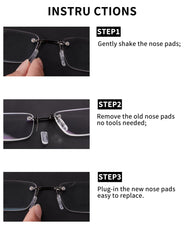 Easy installation without tools for glasses nose pads