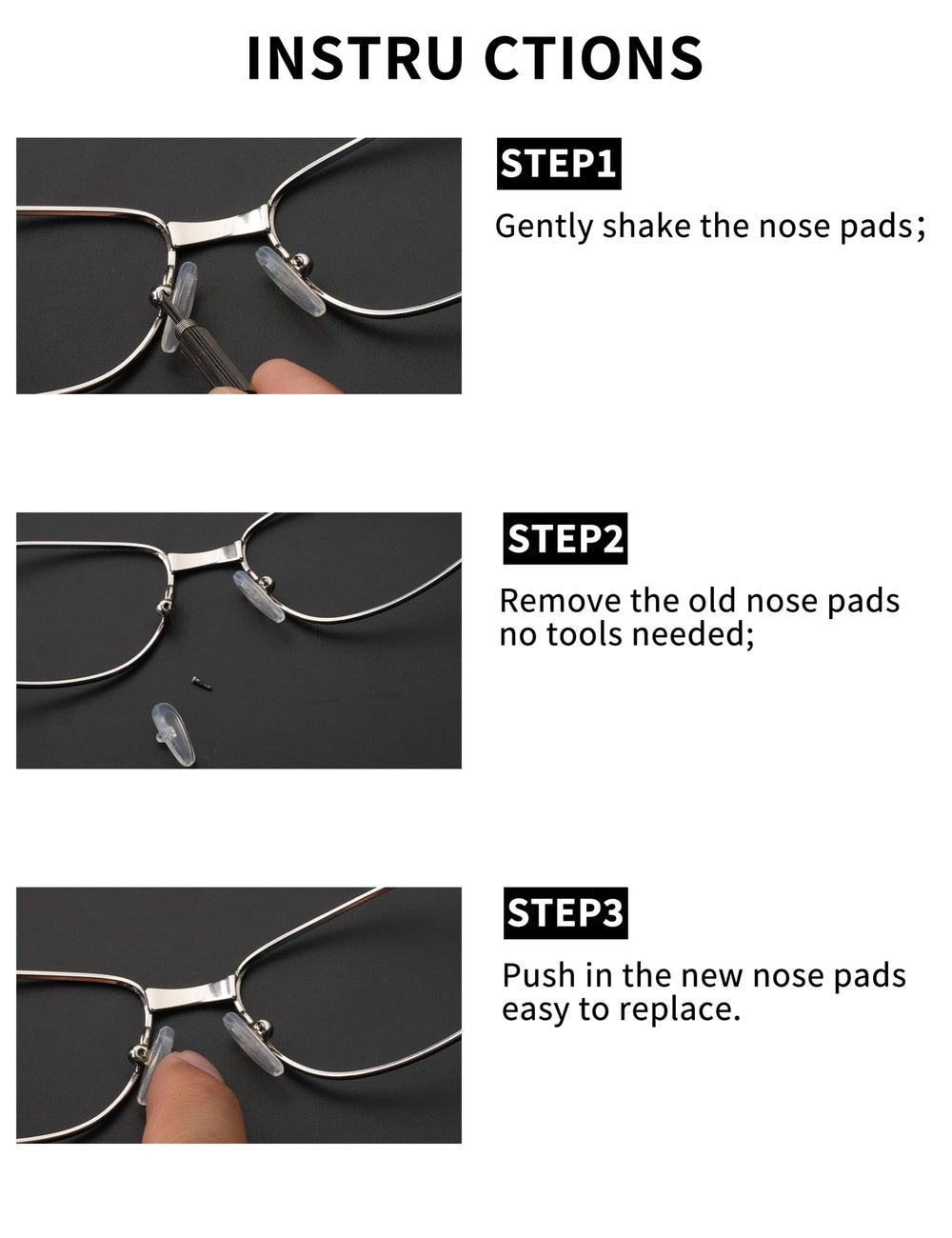 Universal fit nose pads for most glasses