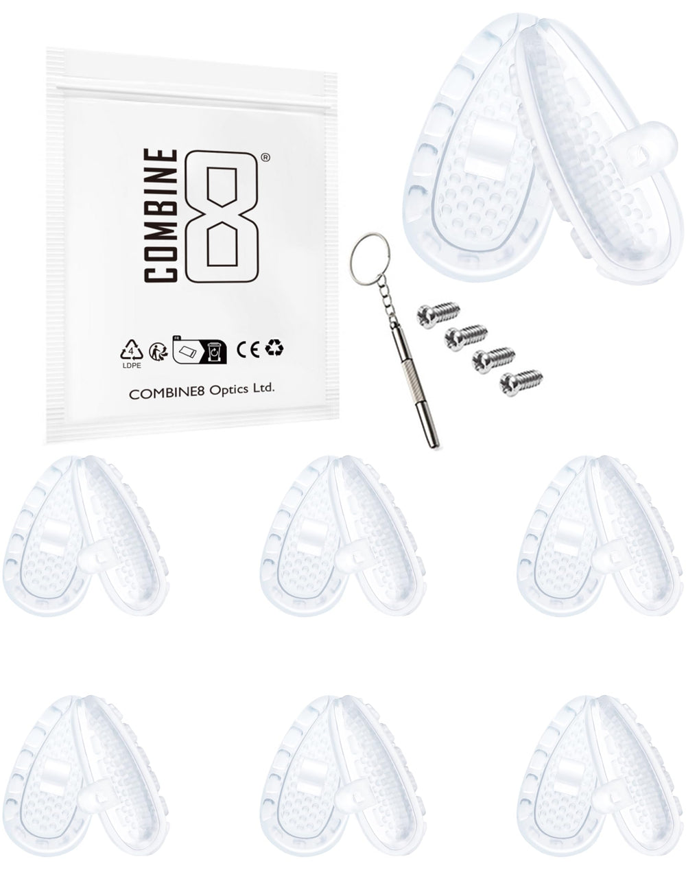 Clear silicone nose pads for glasses – 6 pairs included