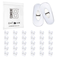 Close-up of Combine8 clear hard plastic Ray-Ban nose pads