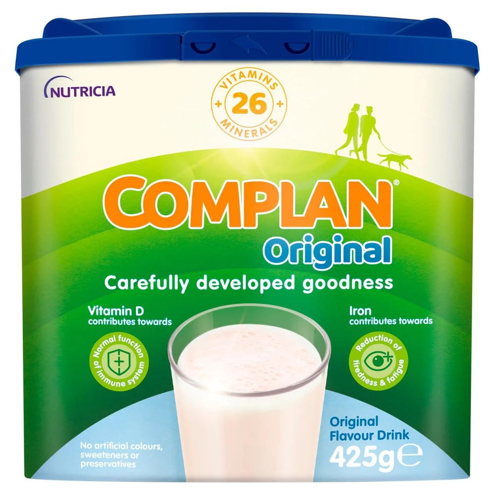 Complan original drink pour — creamy vitamin-rich shake for daily energy support.