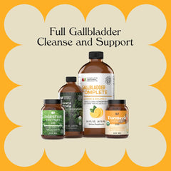 Complete Natural Products Gallbladder Bundle ingredients chart — lists apple cider vinegar, turmeric, lemon, hibiscus.