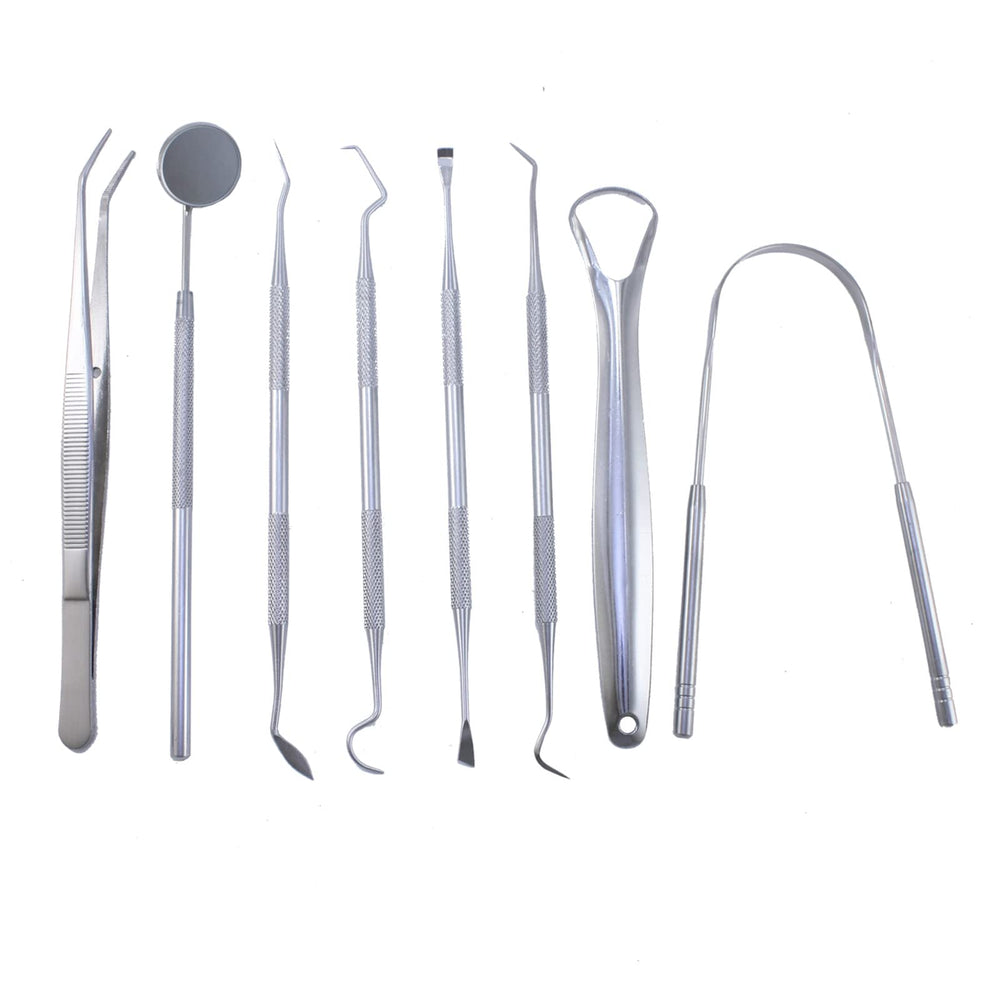 Plaque remover and tartar scraper tools in the dental kit