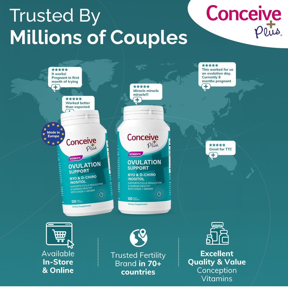 Vegan, dye-free, gluten-free fertility supplement packaging