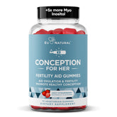 Bottle of Conception for Her Fertility Gummies with strawberry flavor
