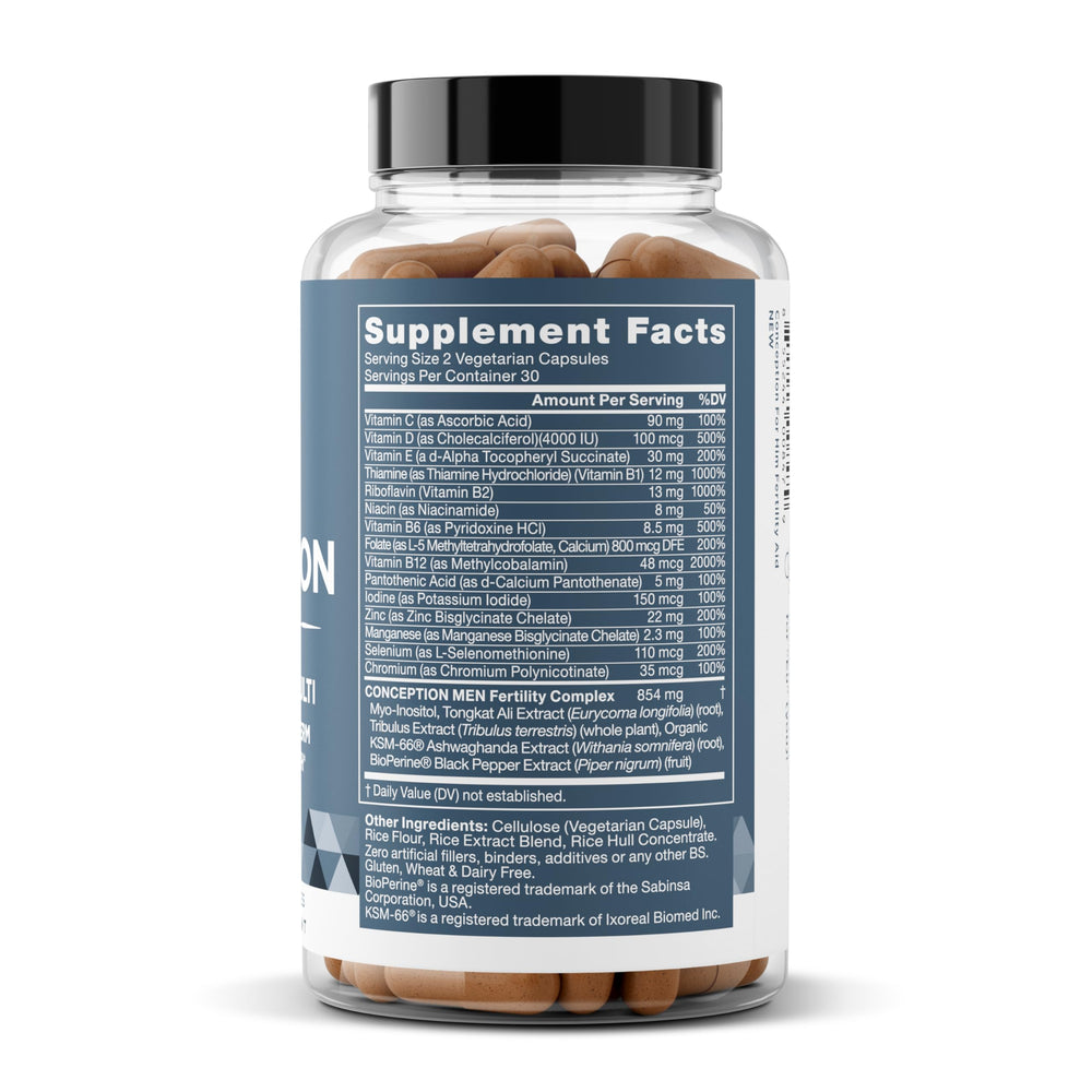 Conception For Him packaging with 120 vegan soft capsules