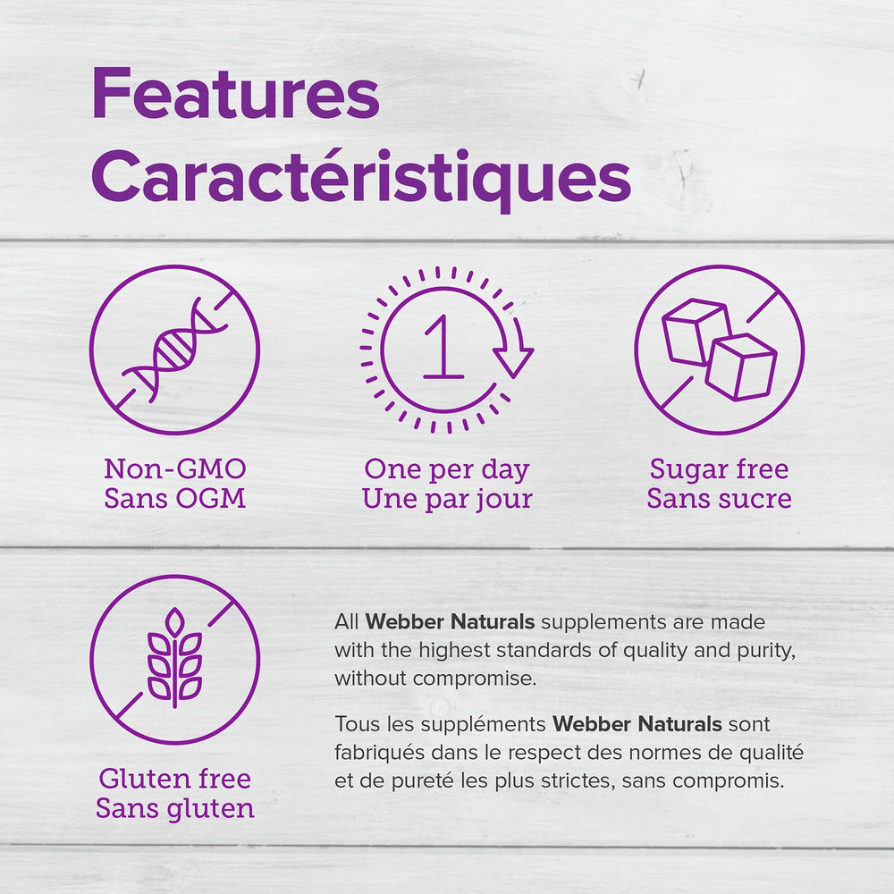 Front view of Webber Naturals Vitamin D3 bottle on a white background