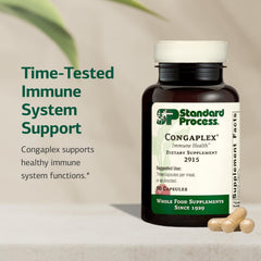 Ingredients displayed for Congaplex: calcium lactate, magnesium, vitamins C and A
