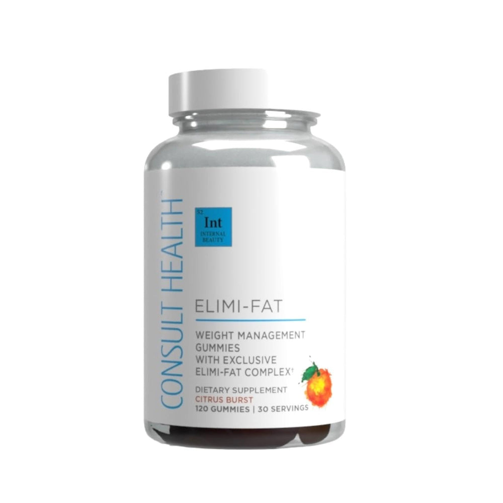 Consult Health front label showing ELIMI-Fat citrus gummies and benefits
