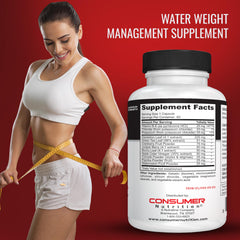 Consumer Nutrition diuretic pills capsules close-up highlighting natural fluid balance blend