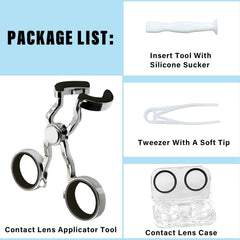 All-in-one contact lens tool set in its case