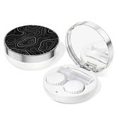 Portable contact lens case in a pastel design with lid open