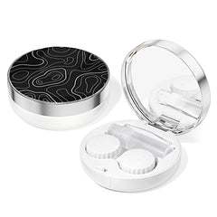Portable contact lens case in a pastel design with lid open