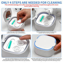 White ultrasonic lens cleaner compatible with OK, RGP, colored and soft lenses