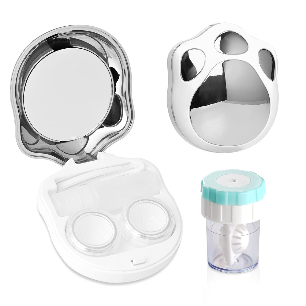 Silver Contact Lens Travel Kit - compact case with mirror and accessories