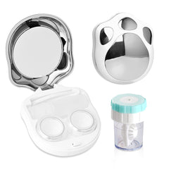 Silver Contact Lens Travel Kit - compact case with mirror and accessories