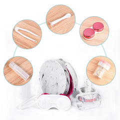 Portable contact lens case with built-in mirror