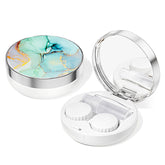Travel-sized contact lens case with built-in mirror