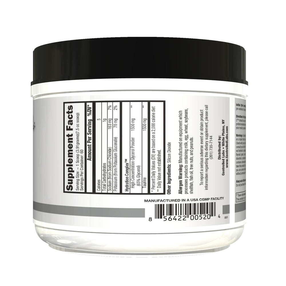 Controlled Labs GlycerGrow dispense into glass for pre-workout mixing.