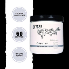 Controlled Labs GlycerGrow scoop dispensing powder for precise pre-workout dosing.