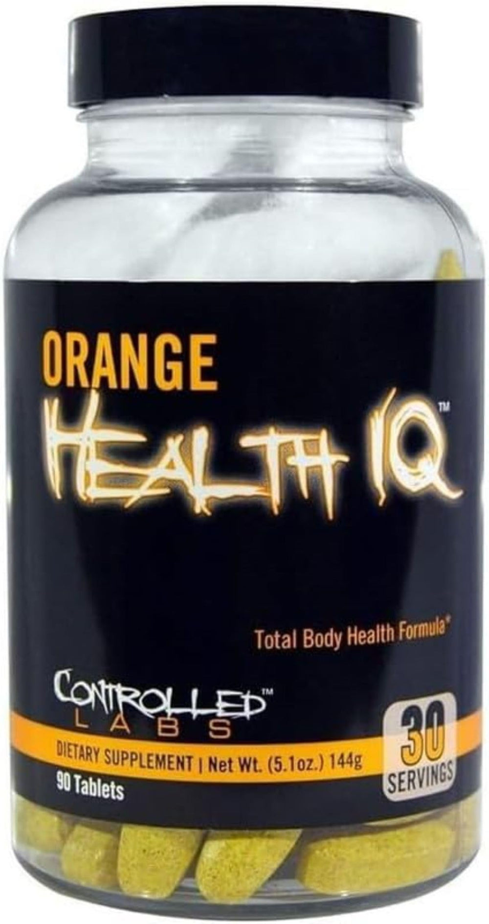 CONTROLLED LABS Orange Health IQ bottle on shelf signaling daily wellness for active lifestyles