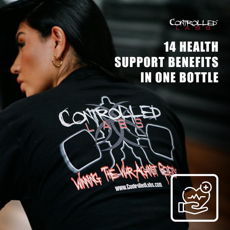 CONTROLLED LABS Orange Health IQ tablets close-up highlighting easy daily capsules for energy support