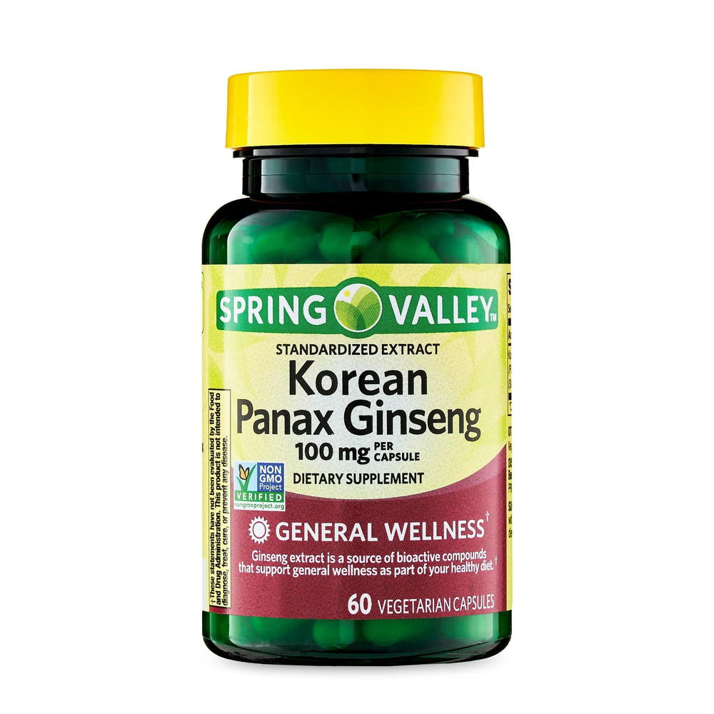 Front view of Convergence Korean Panax Ginseng Vegetarian Capsules bottle