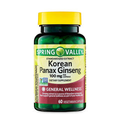 Front view of Convergence Korean Panax Ginseng Vegetarian Capsules bottle
