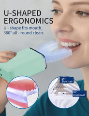Close-up of four cleaning mode indicators on COOBST toothbrush