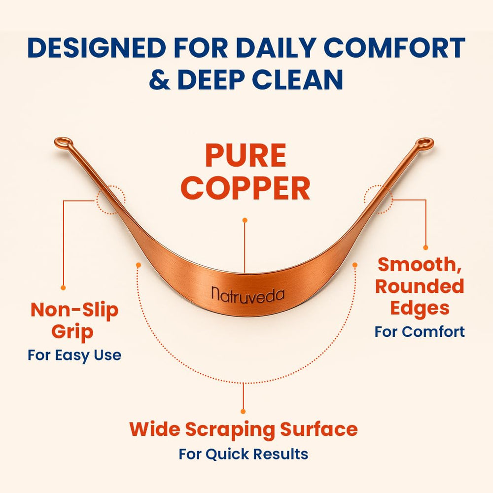 Ayurvedic copper tongue scraper for adults