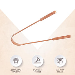 Copper tongue scraper on white background highlighting traditional design