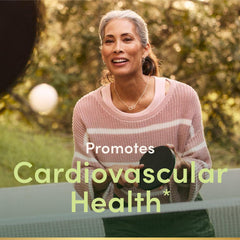 Heart health illustration featuring CoQ10 softgels