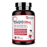 Nature Target CoQ10 200mg softgels bottle with PQQ and organic olive oil