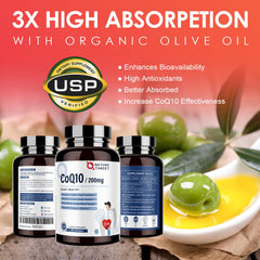 Nutrition label close-up on Nature Target CoQ10 bottle