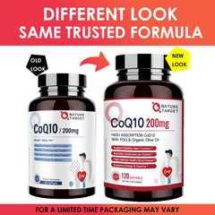 Person exercising with Nature Target CoQ10 bottle in foreground